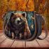 cabin bear smile with dream catcher Saddle Bag