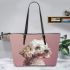 Capturing the Essence of Doggy Charm 2 Leather Tote Bag