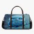 Cartoon blue owl with big eyes 3d travel bag