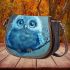 Cartoon blue owl with big eyes saddle bag