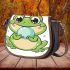Cartoon cute frog blowing bubblegum saddle bag
