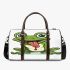 Cartoon cute frog spitting out red liquid 3d travel bag