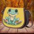 Cartoon frog character wearing sneakers saddle bag