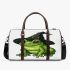 Cartoon green frog wearing black witch hat 3d travel bag