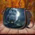 Cartoon owl in the moonlight cute baby blue eyes saddle bag