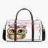 Cartoon owl with a pink bow on its head 3d travel bag