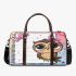 Cartoon owl with a pink bow on its head 3d travel bag