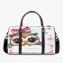 Cartoon owl with a pink bow on its head 3d travel bag