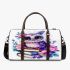 Cartoon owl with big eyes sitting on books surrounded by pink roses 3d travel bag