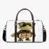 Cartoon turtle with glasses and bow tie 3d travel bag
