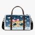 Chibi owl with a pink bow on its head peeking 3d travel bag
