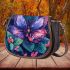 Colorful beautiful butterfly and pink flowers saddle bag