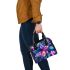 Colorful beautiful butterfly and pink flowers shoulder handbag