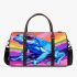 Colorful blue frog simple lines rainbow colors 3d travel bag