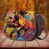 Colorful cartoon horse with an intense expression galloping saddle bag