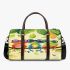 Colorful cartoon of three frogs sitting on the branch 3d travel bag