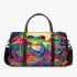 Colorful cute cartoon peacock frog sitting on top of an egg 3d travel bag