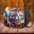 Colorful cute frog in the style of mesmerizing optical illusions saddle bag