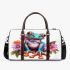 Colorful cute frog with flowers 3d travel bag