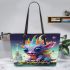 Colorful dragon serenity leather tote bag