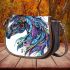 Colorful horse head with turquoise saddle bag