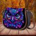 Colorful owl with big eyes saddle bag