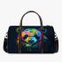 Colorful panda splatter painting with bright 3d travel bag