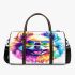 Colorful rainbow pomeranian dog wearing sunglasses 3d travel bag