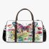 Colorful watercolor beautiful butterfly among flowers 3d travel bag