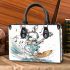 Cool rabbit surfing with electric guitar and headphones small handbag