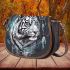 cool white tiger with dream catcher Saddle Bag