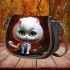 Curious cat and mysterious creatures on checkered floor Saddle Bags for Women: Perfect Gift for Girlfriend, Wife, Daughter