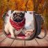 Curious pug with coffee and flowers Saddle Bags for Women: Perfect Gift for Girlfriend, Wife, Daughter