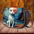 Curious white and orange cat on checkered floor Saddle Bags for Women: Perfect Gift for Girlfriend, Wife, Daughter