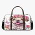 Cute and happy english bulldog puppy with pink roses 3d travel bag