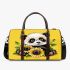 Cute baby panda with sunflowers on a yellow 3d travel bag