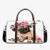 Cute baby pug dog with pink roses 3d travel bag