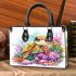 Cute baby turtle surrounded colorful corals and shells small handbag