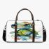 Cute baby turtle with big eyes and colorful flowers 3d travel bag