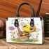cute bee and music notes with electric guitar Small Handbag