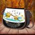 cute bee and music notes with flute Saddle Bag