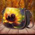 Cute bee sits on the petal of a sunflower 3d saddle bag