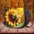 Cute bee sits on the petal of a sunflower 3d saddle bag