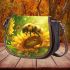 Cute bee sits on the petals of sunflowers 3d saddle bag