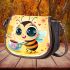 Cute bee with big eyes and coffee 3d saddle bag