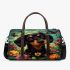 Cute black and tan dachshund among spring flowers with butterflies 3d travel bag