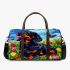 Cute black and tan dachshund in the garden with colorful tulips 3d travel bag