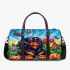 Cute black and tan dachshund in the garden with colorful tulips 3d travel bag