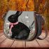 Cute black rabbit with pink collar saddle bag