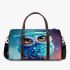 Cute blue owl with big eyes cartoon style 3d travel bag